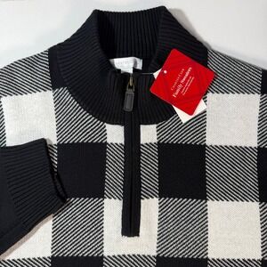 Charter Club Mens XL Black White Buffalo Plaid 1/4 Zip Sweater Size‎ XL